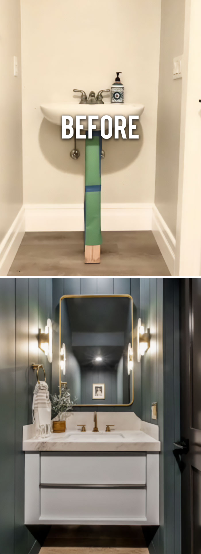 Check Out @westlanedesignco Powder Room Renovation! 🏠 Follow Them For More #interiordesign Content!