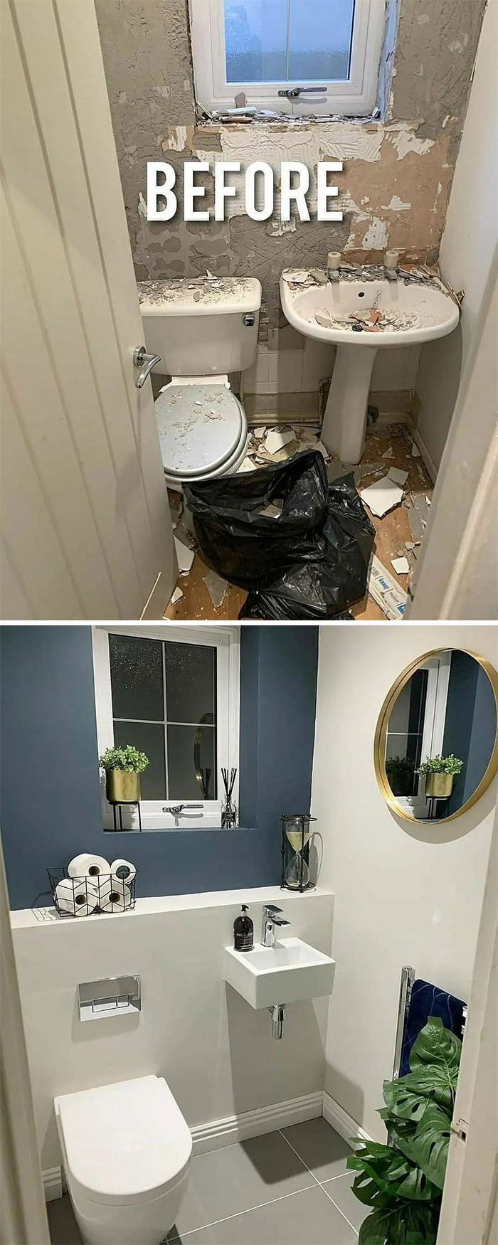 Swipe ➡️ Check Out This #bathroom Transformation! By: @housetohomeatlast