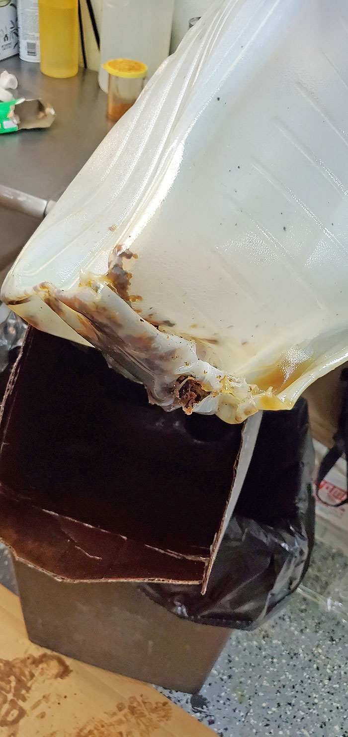 Coworker Drained Hot Fryer Oil Into A Plastic Container And Flooded The Kitchen