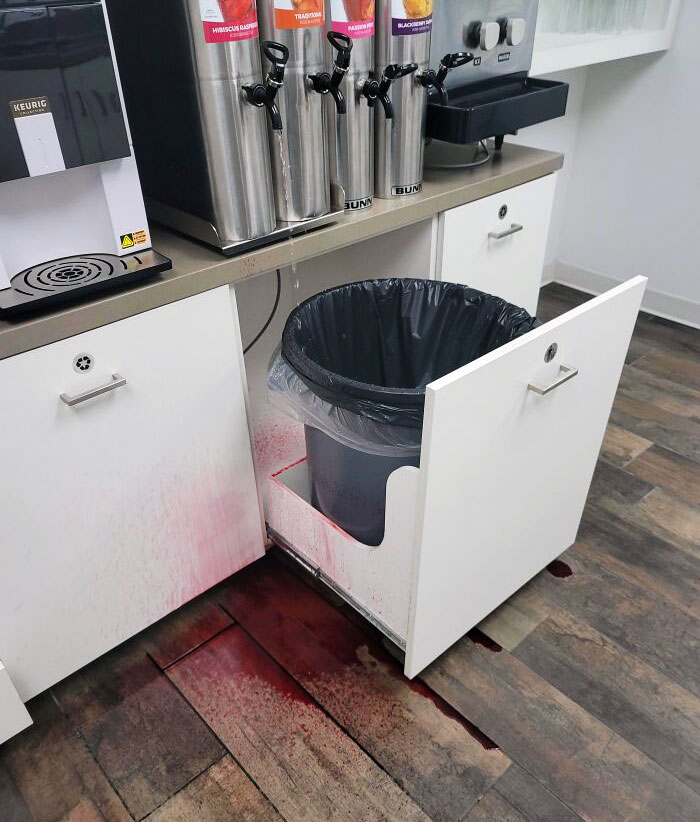 This Is How My Day Started. My Coworker Made The Decision That We No Longer Need The Urn Insert Bags. However, The Spigot Won't Work Without Them