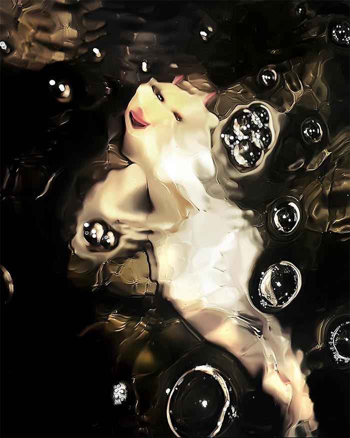 Sprite // J Coleman Miller 2008 Accidental Composition, Moving Water, White Koi And Digital Photography. #jcolemanmiller