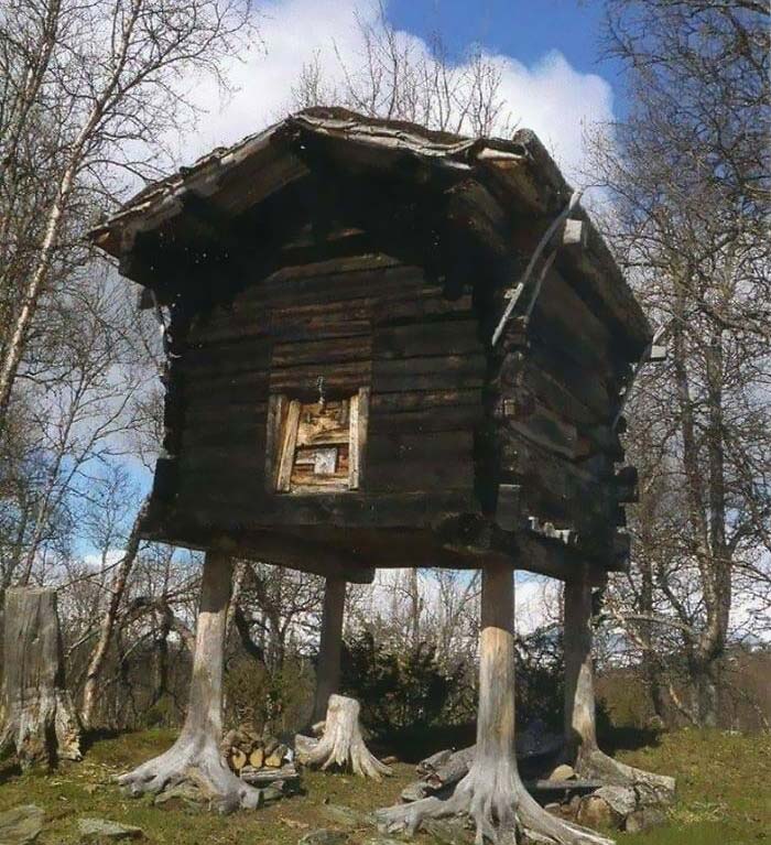 Construido en el siglo XVIII, municipio de Hattfjelldal en Nordland, Noruega, ¡uno de los edificios más antiguos! 