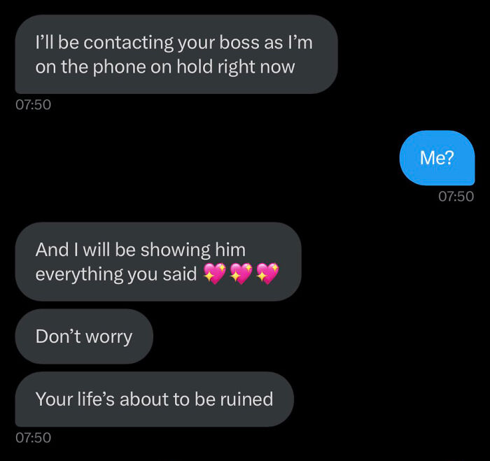 "Crazed Karen Threatens To Report Me To My Boss (Me)": Guy Shares Screenshots Of Crazed Karen, Gets Her Fired