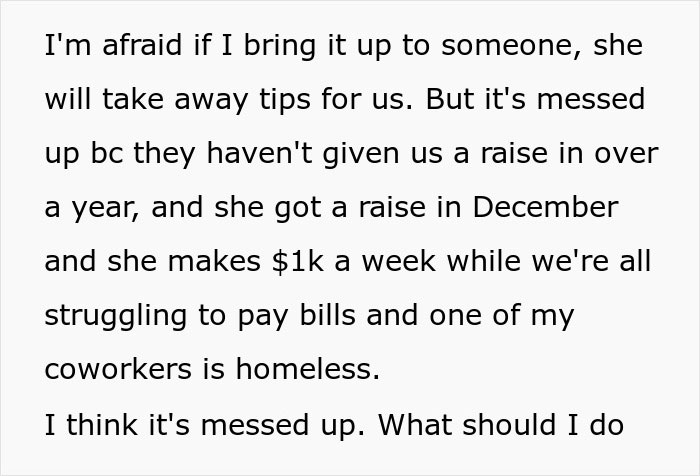 Lazy Manager Thinks She Can Get Away With Illegally Participating In Tip Pool, But One Employee Takes Matters Into Their Own Hands And Goes To HR