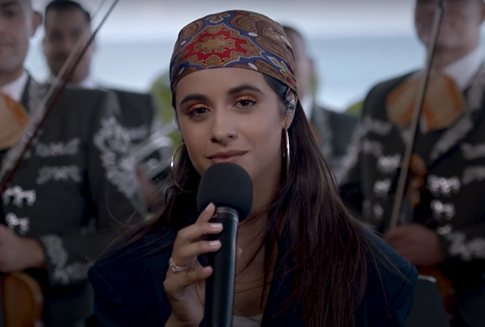 Screen photo of Camila Cabello singing