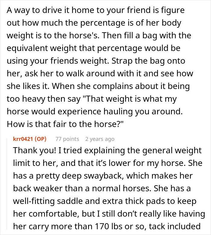 Horse Owner Doesn’t Let Her Overweight Friend Ride One Of The Animals, Gets Accused Of Body-Shaming Her Horse Owner Doesn’t Let Her Overweight Friend Ride One Of The Animals, Gets Accused Of Body-Shaming Her