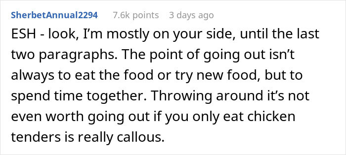 "Am I A Jerk For Refusing To Take My Girlfriend To Nice Places Because She Eats Like A Kid?" "Am I A Jerk For Refusing To Take My Girlfriend To Nice Places Because She Eats Like A Kid?"