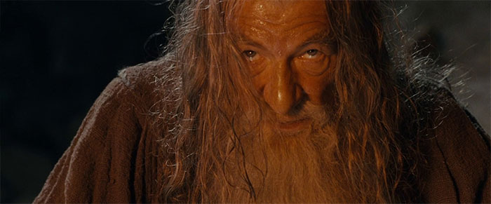 Gandalf looks up