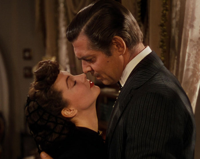 Rhett and Scarlett are about to kiss 