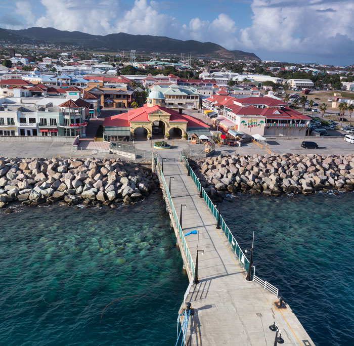 Colorful buildings near a shore 