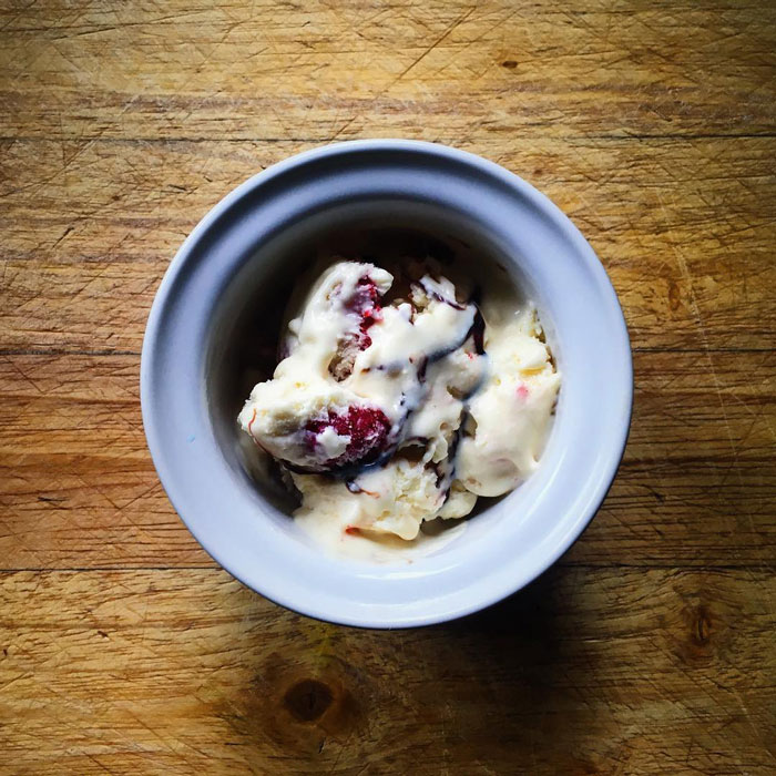 Vinegar ice cream in the bowl 