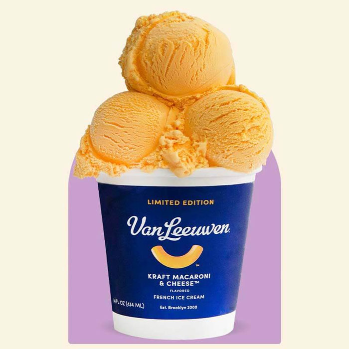 Macaroni & Cheese ice cream in the cup