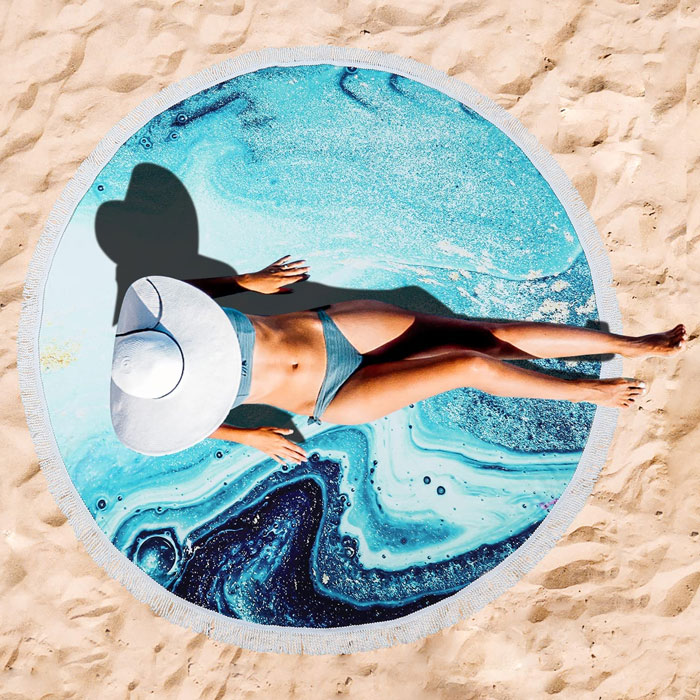 Woman lying on the throw blanket 