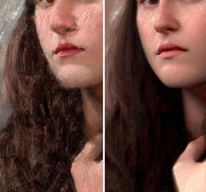 This Is My First Paint Layer Side By Side With My Finished Painting