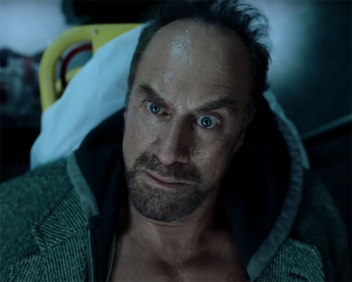 Nick lying and looking weird in Happy!