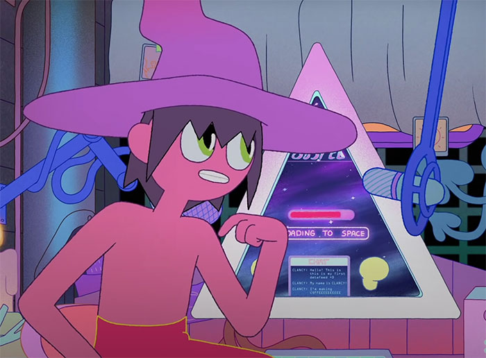 Clancy doing his show in The Midnight Gospel