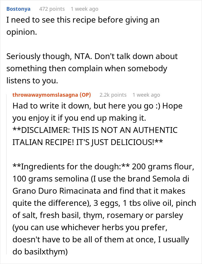 Woman Mocks GF&rsquo;s Signature Lasagna, Gets Insulted After She Serves Her A Premade One The Next Time