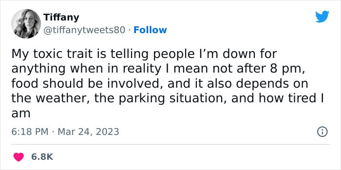 Humorous meme about female problems, joking about social plans with constraints like time and tiredness.