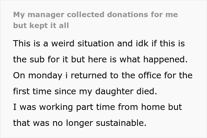 Woman Goes Back To Work After Grieving Her Daughter, Learns There Were Donations Collected For Her That She Never Got