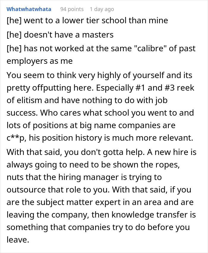 "The Guy Who Got The Job I Wanted Reached Out To Me For Help With His Job"