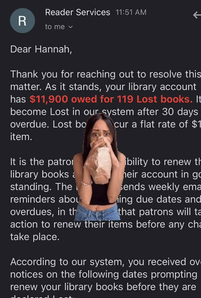 College Student Is Horrified To Receive A Letter From Library Informing Her That She Has A $12K Debt For The 119 Books She Borrowed For Her Dissertation