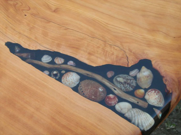 Artists Fill Tables’ Cracks With Sea Shells, Stones, And Starfish