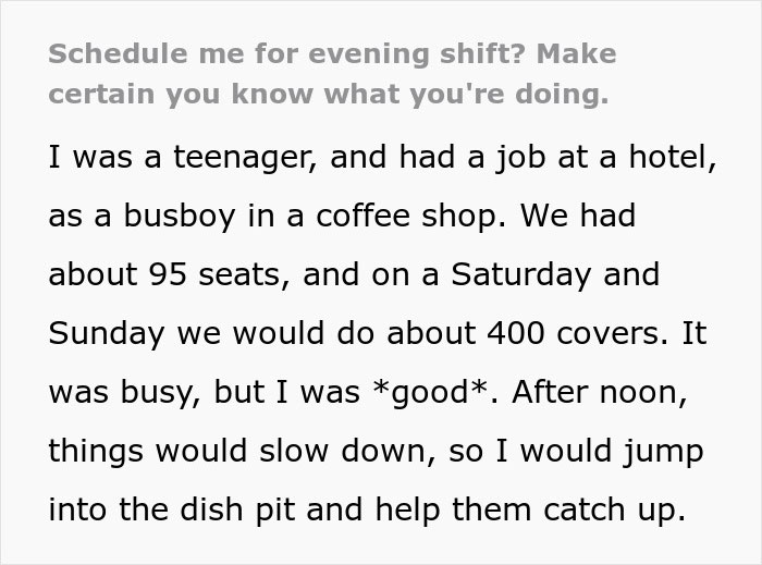 Manager Ignores His Part Of The Deal With Busboy, Regrets It When He Just Up And Leaves, Leaving The Place In Complete Pandemonium Manager Ignores His Part Of The Deal With Busboy, Regrets It When He Just Up And Leaves, Leaving The Place In Complete Pandemonium