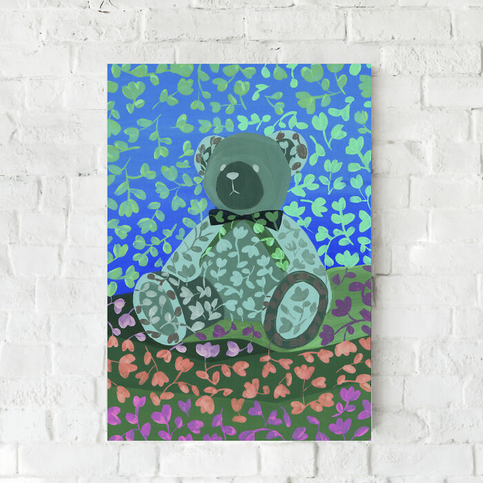 Neon Art Print Teddy Bear