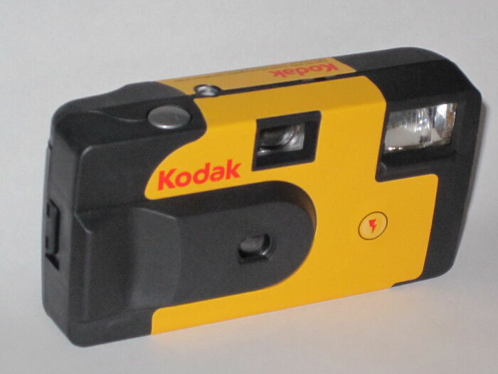 Kodak vintage camera in yellow and black, an old gadget that was a trendsetter in photography technology.