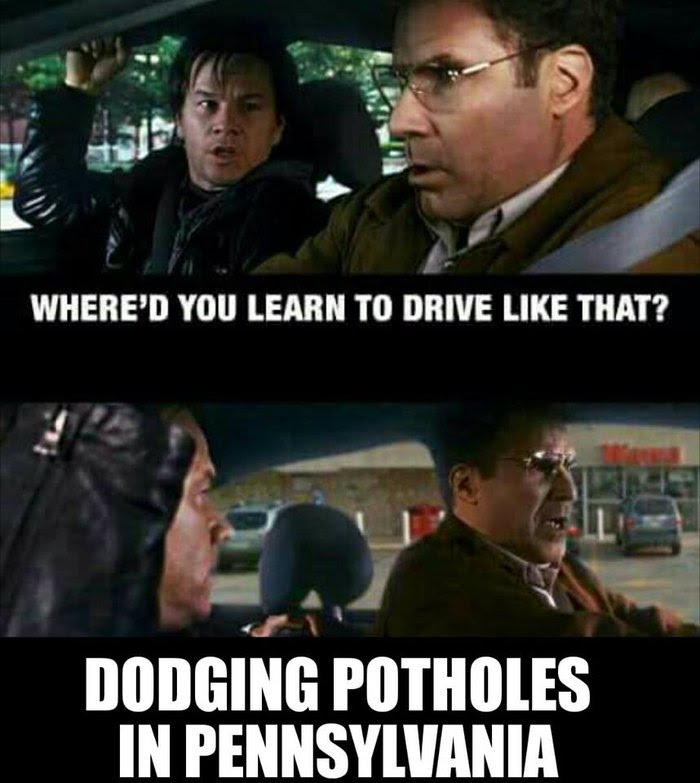 I'm Waiting For The Day I Get Pulled Over For Swerving And Explaining This Is The Pattern I Always Drive In Because Pa Hates My Car