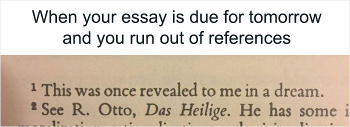 Humor State University meme about student life with a funny citation: "This was once revealed to me in a dream."