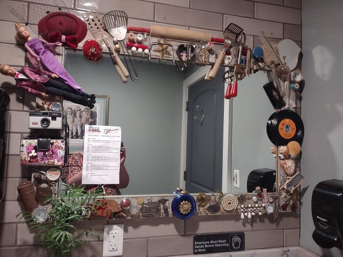 They Just Glue Their Lost And Found Items To The Mirror And Call It Good