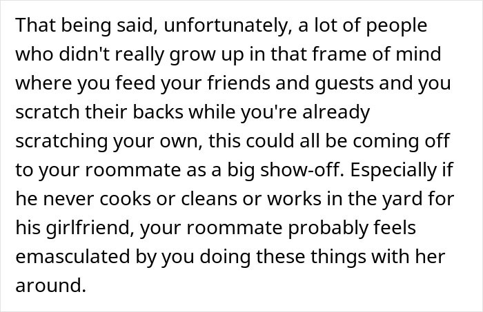 Man Wonders If He&rsquo;s A Jerk For Offering Roommate And His GF Home-Cooked Food