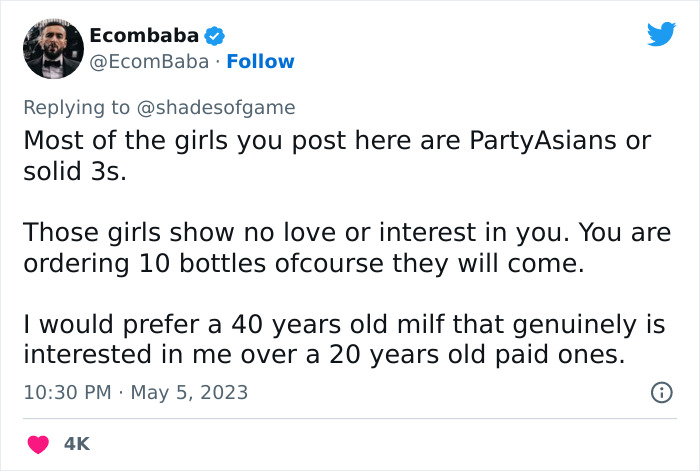 “Too Much Mileage And Baggage When They’re Older”: 40-Year-Old’s Viral Tweet Urging People To Date Women Under 24 Backfires “Too Much Mileage And Baggage When They’re Older”: 40-Year-Old’s Viral Tweet Urging People To Date Women Under 24 Backfires