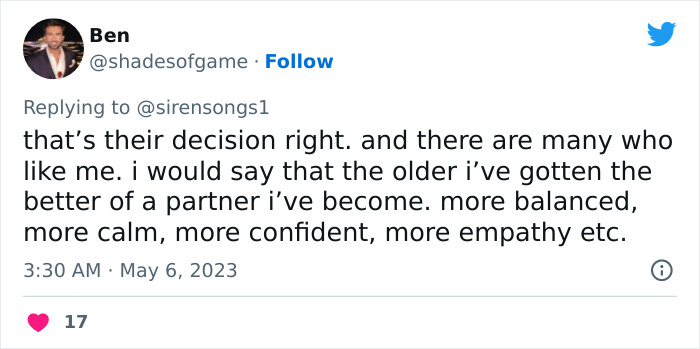 “Too Much Mileage And Baggage When They’re Older”: 40-Year-Old’s Viral Tweet Urging People To Date Women Under 24 Backfires “Too Much Mileage And Baggage When They’re Older”: 40-Year-Old’s Viral Tweet Urging People To Date Women Under 24 Backfires