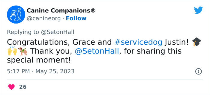 Video Showing A Service Dog Receiving A Diploma Alongside Owner With Disability Wins The Internet’s Hearts Video Showing A Service Dog Receiving A Diploma Alongside Owner With Disability Wins The Internet’s Hearts