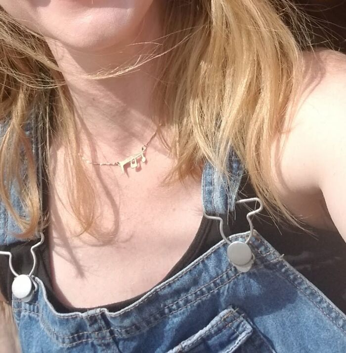 This Necklace Says My Middle Name, Which Means "Reborn" In Hebrew