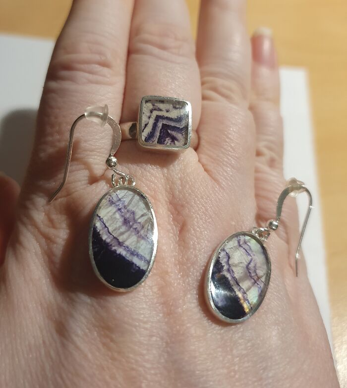 This Stone Is Blue John. It's A Form Of Blue-Banded Fluorite, Which Itself Is Rare, But This Particular Form Is Only Found In One Small Area Of The Peak District Of The UK. It's Far Rarer Than Diamond And Harder To Work. Also, I Think, Prettier