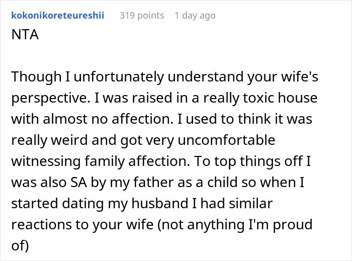 "Am I The Jerk For Hugging My Brother In Front Of My Wife, Despite Knowing That Makes My Wife Uncomfortable?"