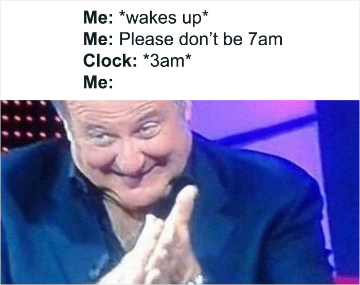 Man clapping meme humorously captures student life struggles with waking up early.