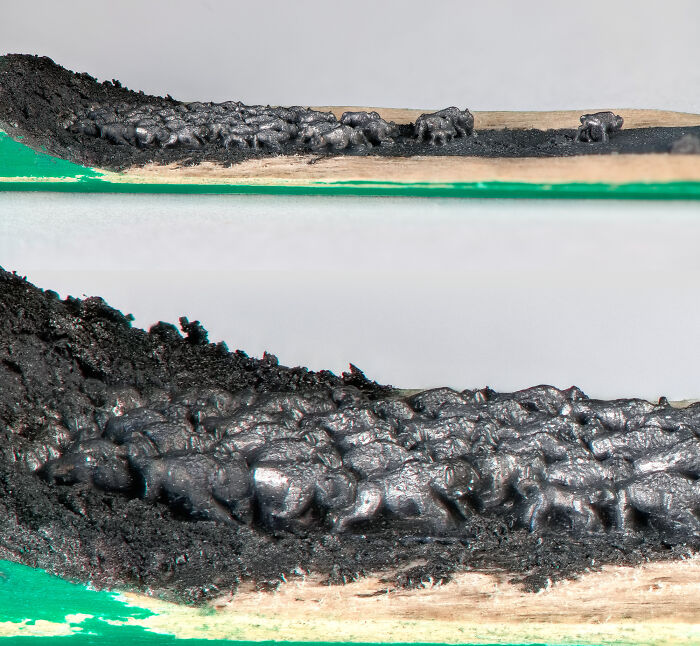 I Carved A Herd Of Bison From A Pencil Graphite