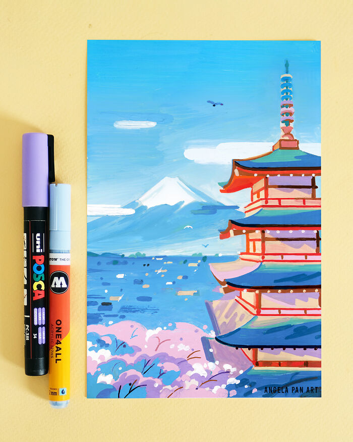 Chureito Pagoda And Cherry Blossom