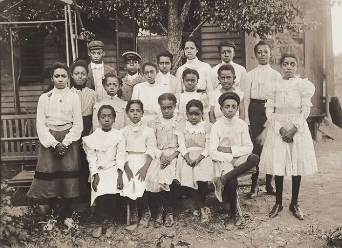 Portrait Of Eighteen Girls And Boys At Sunday School