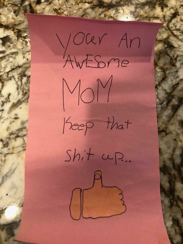 My Eight Year Old Daughter Asked If She Could Make A Funny Mother's Day Card With One Bad Word