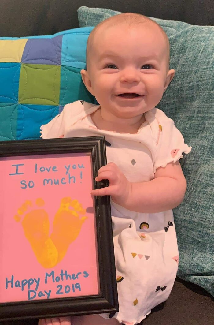 This Is Gracey, Our First Child, Giving Away Her First Mother's Day Gift