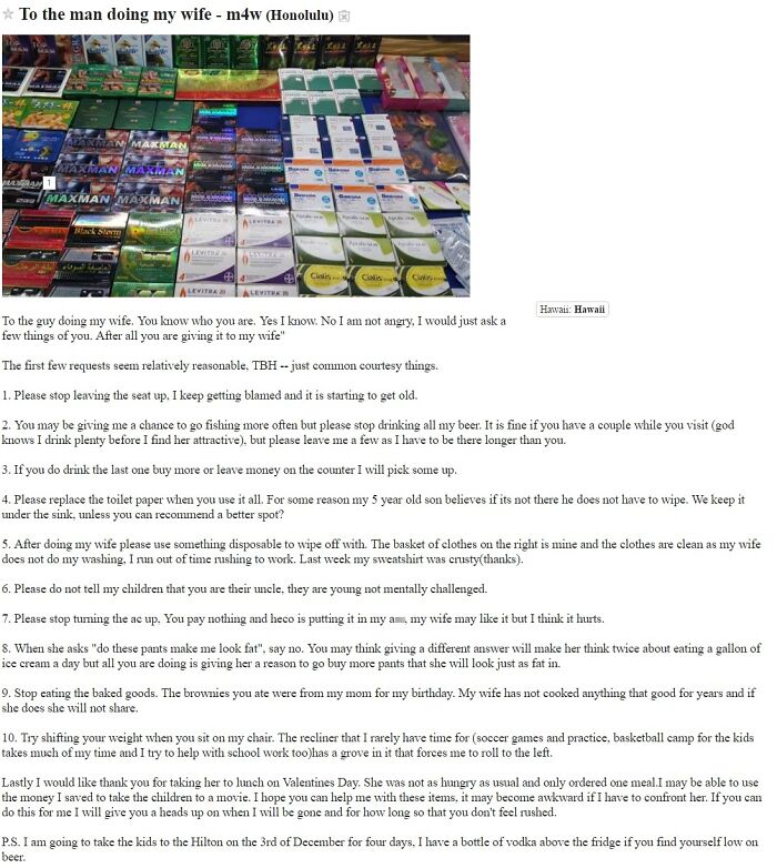 To The Man Doing My Wife: