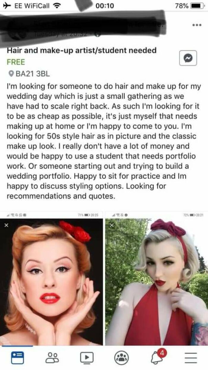 What Do You Mean You Don't Want To My Make Up For Free And Drive 3 Hours To Do So?! I'm Inviting You To My Very Small Wedding! From Book Of Faces