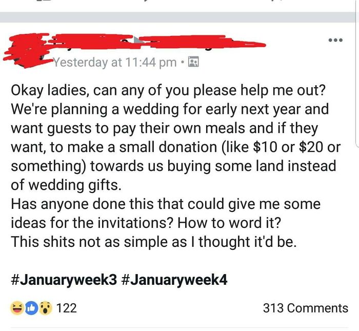 Pay For Your Own Meal And Make A Donation... At Least They Didn't Ask For A Large Amount Of Money