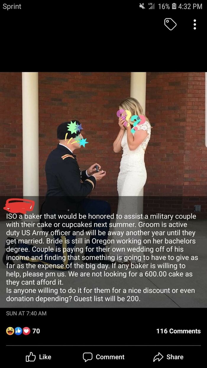 Let's Pretend Army Officers Are Poor And Donate A Wedding Cake