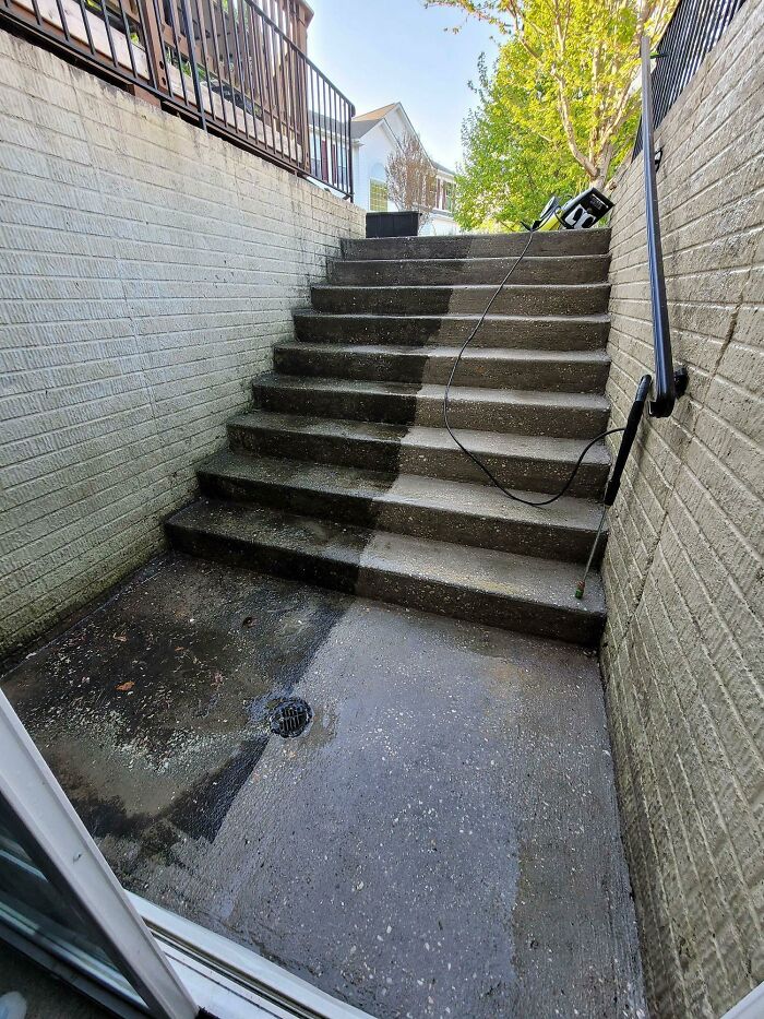 Half Of The Stairs Cleaned